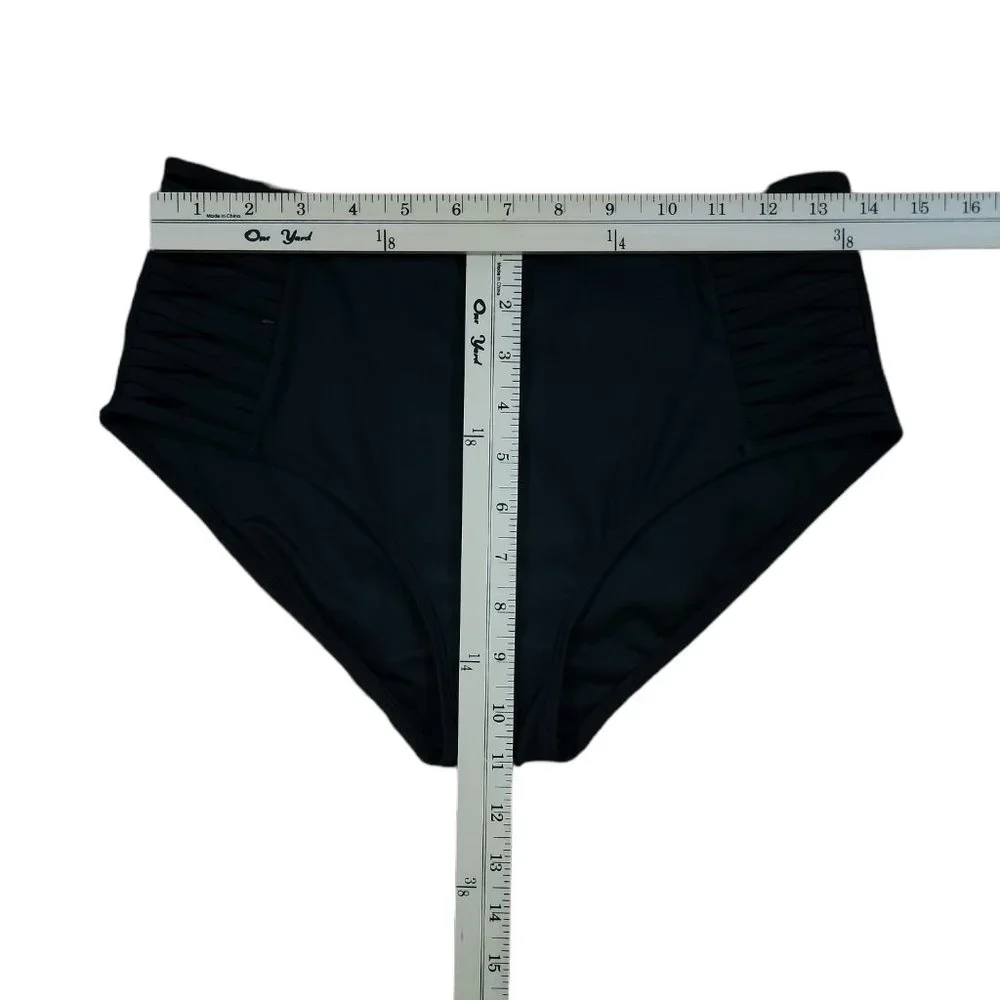 RELLECIGA Womens Strappy High Waisted Bikini Bottom Full Coverage Swim Sz M - Picture 5 of 5